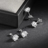 Brilliant 0.2-2ct D VVS1 6 Prong Moissanite Diamonds Screw Stud Earrings For Women Sterling Silver Fine Jewellery