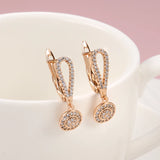 14K Gold Filled AAA Zircon Diamonds Hearts & Arrows Stone  Metal Flower Drop Earrings