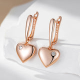 14K Rolled Gold Luxury Heart AAA Zircon Diamonds Drop Fine Jewellery Earrings for Women