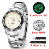 New 38mm Diver Mens Watch Japan NH35A Automatic Mechanical Sapphire Glass Date Luminous 200M Waterproof Wristwatch