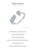 Elegant 925 Sterling Silver Pear shape AAAA Lab Created Diamonds Open Rings