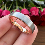 Pipe Cut Brushed Finish 4/6/8MM Rose Classic Tungsten Carbide Wedding Rings