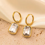 New 316L Stainless Steel Gold Plated Trendy Charming Zirconia Crystals Hoop Earrings For Women Girls - Ideal Gifts