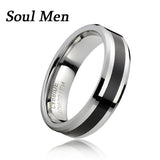 New Arrival 6mm Polished Big Size 5-13 Black Mens Unisex Tungsten Carbide Comfort Fit Wedding Rings - The Jewellery Supermarket