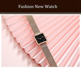 New Arrival Luxury Rose Gold Silver and Black Magnetic Mesh Belt Band Fashion Square Women Watches - The Jewellery Supermarket