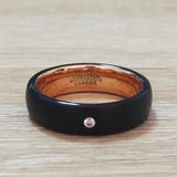 New Black with Rose Gold Color Tungsten Women's AAAAA CZ Crystals Rings - Comfort Fit Wedding Engagement Jewellery
