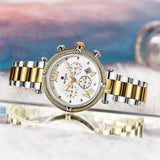 Top Brand Fashion Stainless Steel Strap Quartz Chronograph Calendar Waterproof Women Wristwatches - The Jewellery Supermarket
