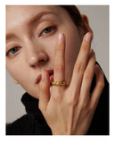 18K Gold Plated Sun Star Moon Stainless Steel Stylish Celestial Women Ring