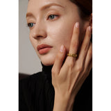 18K Gold Plated Sun Star Moon Stainless Steel Stylish Celestial Women Ring
