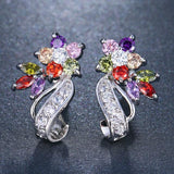 Adorable Red AAA CZ Crystal Colorful Flower Stud Earrings - Best Online Prices by Jewellery Supermarket - The Jewellery Supermarket