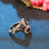 Antique Gold Color Double Head Red Gem Stone Finger Red Ring - The Jewellery Supermarket