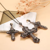 Antique Gold Noble Grey Crystal Cross Necklace Drop Earring Set - The Jewellery Supermarket