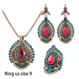 Antique Gold Pink Crystal 3Pcs Vintage Jewellery Sets For Women - The Jewellery Supermarket