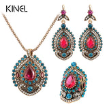 Antique Gold Pink Crystal 3Pcs Vintage Jewellery Sets For Women - The Jewellery Supermarket