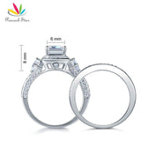 Art Deco 1 Ct Princess Cut Simulated Lab Diamond Silver Wedding Engagement Ring Set - The Jewellery Supermarket