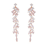 Attractive AAA+ Cubic Zircon Two color Leaves Long Earrings - Best Online Prices by Jewellery Supermarket - The Jewellery Supermarket