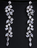 Attractive AAA+ Cubic Zircon Two color Leaves Long Earrings - Best Online Prices by Jewellery Supermarket - The Jewellery Supermarket