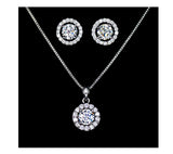 Attractive AAA Cubic Zirconia Stud Earrings and Chain Pendant Necklace Set - Best Online Prices by Jewellery Supermarket