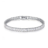 Attractive New Luxury Princess Cut 18cm Silver Bracelet Bangle For Women