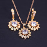 Austrian White Crystal Gold Color Jewelry Set