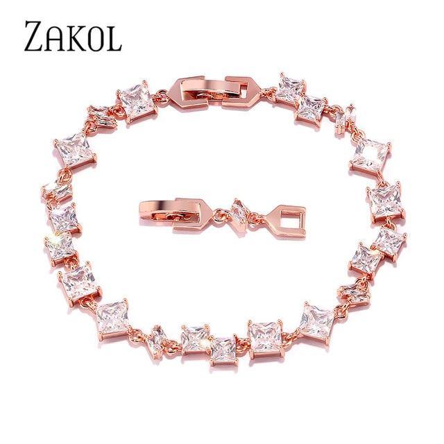 Beautiful Oval AAA Zircon Crystal Leaf Bracelet Shiny Rose Gold Color - Best Online Prices by Jewellery Supermarket - The Jewellery Supermarket