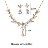 Beautiful White AAA+ CZ Zirconia Diamonds Leaf Earrings Necklace Set for Women - The Jewellery Supermarket