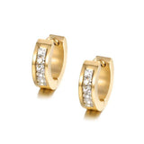 BEST SELLER AAA+ Cubic Zirconia Diamonds Stainless Steel Rose Gold Hoop Earrings