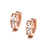 BEST SELLER AAA+ Cubic Zirconia Diamonds Stainless Steel Rose Gold Hoop Earrings - The Jewellery Supermarket