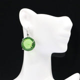 Big Round Created Green Tsavorite Garnet Silver Earrings and Pendant - The Jewellery Supermarket