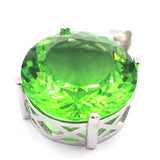 Big Round Created Green Tsavorite Garnet Silver Earrings and Pendant - The Jewellery Supermarket