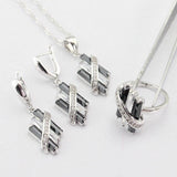 Black AAA Cubic Zirconia White Silver Color Jewellery Set