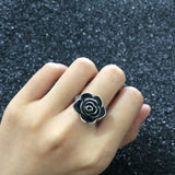 Black Rose Ring with Quality Cubic Zirconia Micro Pave Vintage Flower Rings - The Jewellery Supermarket