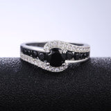 Black Stone Dazzling AAA+ Cubic Zirconia Diamonds Delicate Top Quality Ring - The Jewellery Supermarket