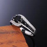 Black Stone Dazzling AAA+ Cubic Zirconia Diamonds Delicate Top Quality Ring - The Jewellery Supermarket