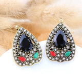 Boho Antique Gold Color Big Crystal Flower Earrings For Women - The Jewellery Supermarket