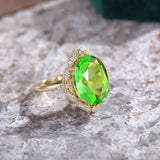 Bright Green Stone Elegant Gorgeous AAA+ Cubic Zirconia Diamonds Gold Color Trendy Ring - The Jewellery Supermarket