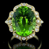 Bright Green Stone Elegant Gorgeous AAA+ Cubic Zirconia Diamonds Gold Color Trendy Ring
