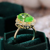 Bright Green Stone Elegant Gorgeous AAA+ Cubic Zirconia Diamonds Gold Color Trendy Ring - The Jewellery Supermarket