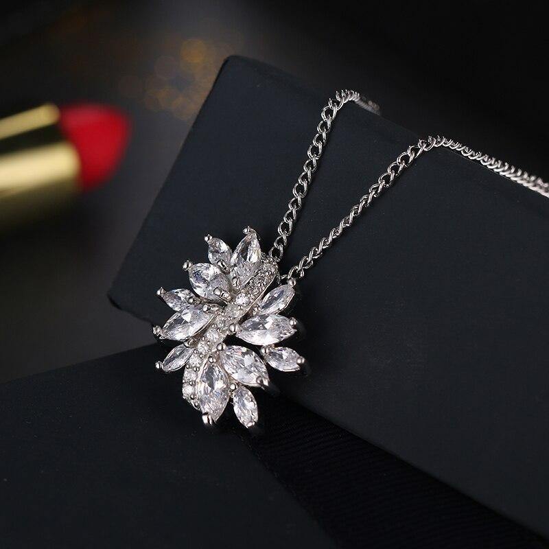 Capivating Flower Marquise Cut Cubic Zirconia Pendant - Best Online Prices by Jewellery Supermarket - The Jewellery Supermarket