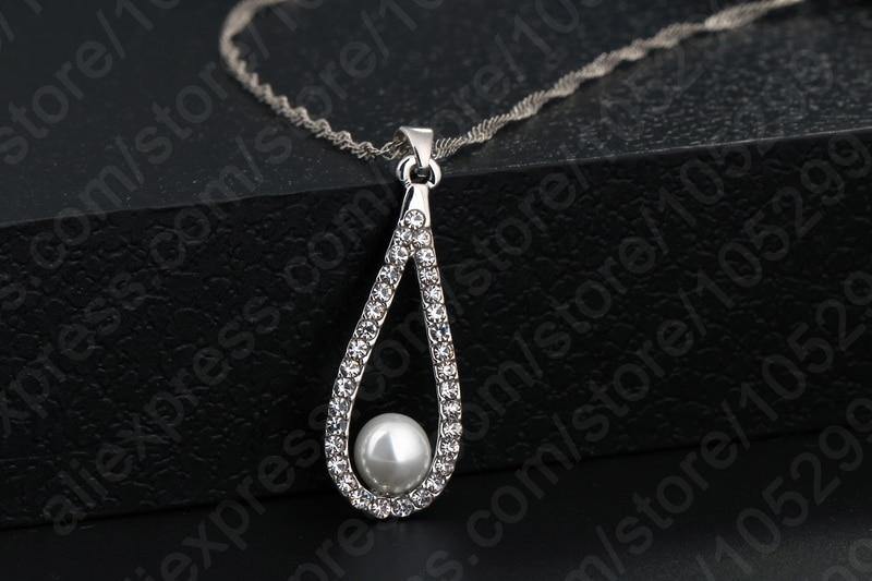 Captivating Sterling Silver Crystal Water Drop Pearl Necklace Earring Set - Best Online Prices by Jewellery Supermarket - The Jewellery Supermarket