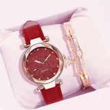Casual Women Romantic Designer Leather Starry Sky Wrist Watch with Rhinestones - The Jewellery Supermarket