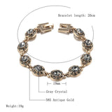Charm Boho Grey Crystal Antique Gold Color Ethnic Link Bracelet - The Jewellery Supermarket