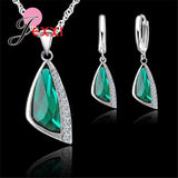 Charming 925 Sterling Silver Cubic Zirconia Pendant 2 Piece Geometric Jewelry Sets