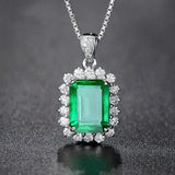 Charming Lab Created Emerald Pendant Necklace for Women