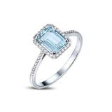 Charming  Silver Sapphire AAA+ Zircon Diamonds Ring
