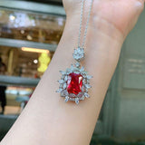 Charming Silver Vintage 10*14mm Lab Created Ruby Gemstone Luxury Jewellery Set - The Jewellery Supermarket