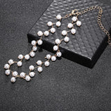 Charming Trendy Elegance Simulated Pearl Bead Choker Statement Necklace - The Jewellery Supermarket