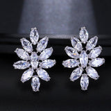 Classic Elegant Geometric AAA+ Cubic Zirconia Diamonds Flower Earrings - The Jewellery Supermarket