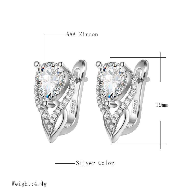 Classic Fashion Silver Color Shiny Round AAA+CZ Drop Earrings - The Jewellery Supermarket