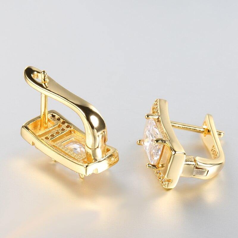 Classic Gold Silver Color White AAA+ Cubic Zirconia Stud Big Earrings - The Jewellery Supermarket